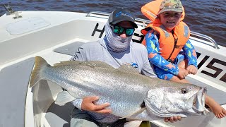 My 6 year old son caught monster kobmulloway [upl. by Azerila]