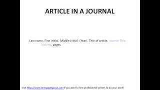 How to reference a journal in APA format [upl. by Arekat]