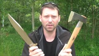 Chop Off Cold Steel Trail Master vs Gränsfors Bruks Outdoor Axe [upl. by Annayar]