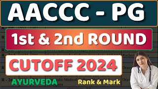 AACCC PG CUTOFF 2024  First and 2nd Round AYUSH PG Counselling Cutoff 2024  AIAPGET CUTOFF 2024 [upl. by Ahsakal]