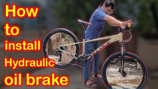 how to install hydraulic oil brake Shimano MT200  Veloce Stunt Elite Modify  BabuRider [upl. by Iderf]