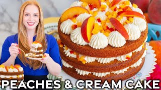 Easy Peaches amp Cream Cake Recipe  Peach Shortcake Cake [upl. by Ahsuoj]