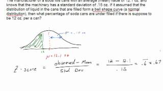 Zscore normal distribution example filling soda cans [upl. by Anelaf]