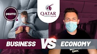 WORLDS BEST BUSINESS CLASS  Qatar Airways Qsuite vs Economy [upl. by Francis]