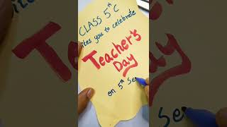 Teachers day invitation card shorts handmade teachersday [upl. by Accissej31]