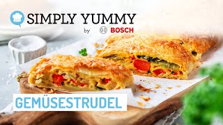 😍😋 Gemüsestrudel aus Blätterteig mit saftiger Füllung  SIMPLY YUMMY Rezepte [upl. by Yarw]