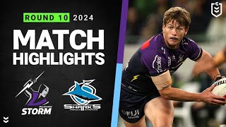 NRL 2024  Storm v Sharks  Match Highlights [upl. by Dnalra819]