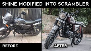 SHINE MODIFIED INTO SCRAMBLER  10 YEARS OLD HONDA SHINE RESTORATION [upl. by Ybot]