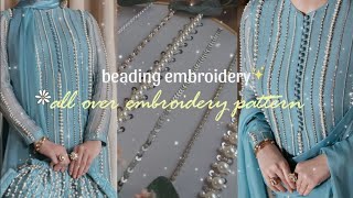 cute beads embroidery all over design for dress 🤍 bead work ✨️ hand embroidey for beginners [upl. by Botti93]