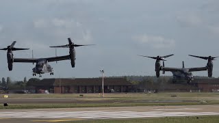 V22 Ospreys of the US Air Force taking off [upl. by Annasus]