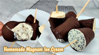 Homemade Magnum Ice Cream  4 Ingredient Ice Creamdy with Magic Shell  No Mixer No Machine [upl. by Steere]