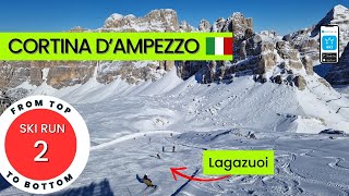 Cortina dAmpezzo Italy  ski run 2 Falzarego  Lagazuoi from top to bottom [upl. by Alolomo]