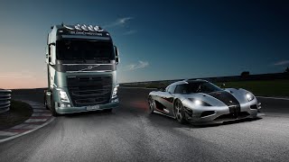 Volvo Trucks  Volvo Trucks vs Koenigsegg a race between a Volvo FH and a Koenigsegg One1 [upl. by Lorilyn]