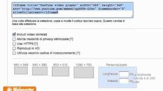 Inserire un video di YouTube allinterno di una pagina Web [upl. by Downing]