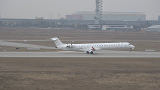 Long Nose Gear Landing  Bombardier CRJ1000 ECLPG  LeipzigHalle Airport Rwy 26R LEJEDDP [upl. by Atilem510]