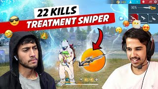 Amit Bhai Challenged Me with Treatment Sniper Solo Vs Squad  Free Fire Max [upl. by Nehtanoj]