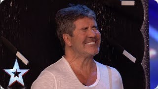 DANGER Gomonov Knife Show throw 8 KNIVES at Simon Cowell  Auditions  BGT 2019 [upl. by Imas]