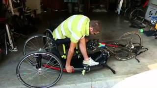 C6 quadriplegic transferring into handcycle [upl. by Amarillis540]