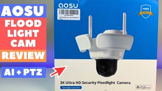 AOSU Floodlight Cam PRO  3K PTZ Ai Powered 247 [upl. by Yrrap128]