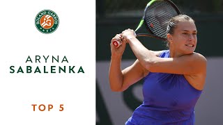 Aryna Sabalenka  Best Shots  TOP 5  RolandGarros [upl. by Bourque286]