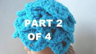 How to crochet a CROCODILE STITCH BABY HAT PART 2 OF 4 [upl. by Atinnod]