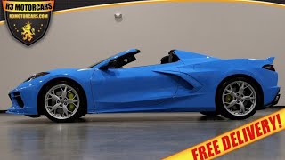 2021 CORVETTE 3LT Z51 CONVERTIBLE C8 RAPID BLUE SKY COOL GRAY INTERIOR FOR SALE R3MOTORCARSCOM [upl. by Ahkos]