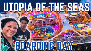 Boarding the World’s NEWEST SHIP UTOPIA OF THE SEAS Ship Tour and More [upl. by Suoinuj]