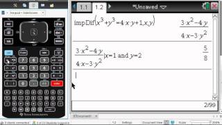 TINspire CAS implicit differentiation [upl. by Bobbi211]