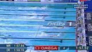 Barcelona 2003  Phelps breaks the 200m IM WR in semifinals [upl. by Chud680]