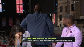 Swagu cant face the camera to say how scared he is of the Eagles draft picks 🤣😭  NFL Live [upl. by Kenton106]