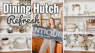 Dining Room Hutch REFRESH  Decorating with Ironstone  Antique Farmhouse Home antiques [upl. by Llenod]