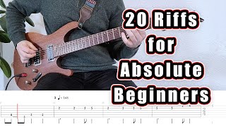 20 Guitar Riffs for Absolute Beginners with Tabs [upl. by Brenk231]