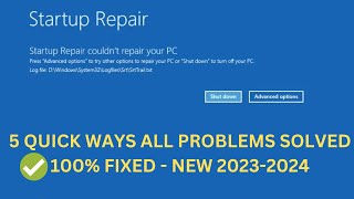 ✅NEW 2023 Startup repair couldnt repair your PC In Windows 10Widnows 11✅ [upl. by Elleivad97]