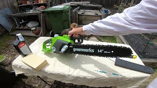 Greenworks 105 Amp 14Inch Corded Chainsaw  Unboxing and Review [upl. by Calia370]