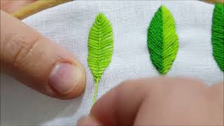 Foglia con intreccio  Tutorial ricamo a mano Leaf with weave  Hand embroidery tutorial [upl. by Janetta]