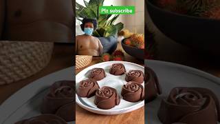 Jiggly chocolate roses🌹 chocolate milkchocolate food dessertrose cake recipe shorts cooking [upl. by Xela689]