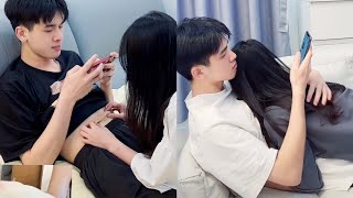 Cute couple love story❤️💋 Sweet couple hug and kiss💋❤️ Cute couple sleeping moment❤️😴 [upl. by Sum599]