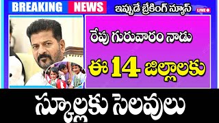 రేపు బుధవారం తెలంగాణలో ఈ జిల్లాల విద్యా సంస్థలకు సెలవులు holidays for students in Telangana [upl. by Mathia]