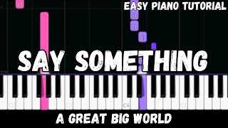 A Great Big World Christina Aguilera  Say Something Easy Piano Tutorial [upl. by Eelrehpotsirhc]