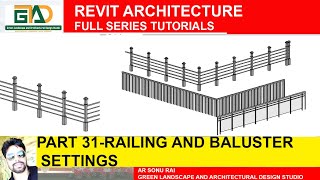 RAILINGS AND BALUSTER SETTINGS IN REVITPART 31 revitarchitecture bim [upl. by Nahsad]