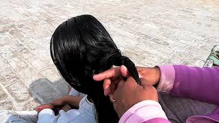 Heavy hair oiling with Dabur Amla Oil viewer requested video [upl. by Darwin863]