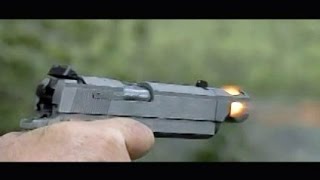 Coonan 357mag with compensator 600fps slow motion [upl. by Aihsak]