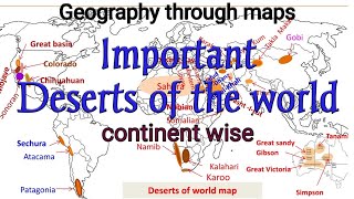 Important deserts of the world continent wise Deserts of the world upsc Deserts in the world [upl. by Leizar319]