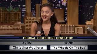 Wheel of Musical Impressions with Ariana Grande  The Tonight Show Starring Jimmy Fallon backwards [upl. by Cornelius]