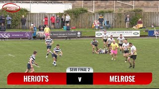 KELSO SEVENS 2024  SEMI FINAL  TRIES  HERIOTS v MELROSE  4524 [upl. by Akerdna]