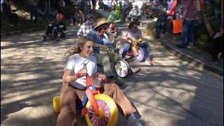 Americans race down curviest street in the world on TRIKES as San Francisco holds Big Wheel Race [upl. by Lorilyn]