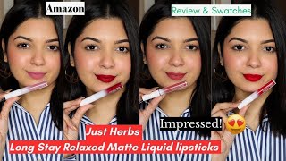 Lets Talk About quotJust Herbsquot Long Stay Relaxed Matte Liquid Lipstick Swatches  Amazon [upl. by Prince]