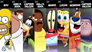 Homer vs Peter vs Goofy vs Cleveland vs Mr Krabs vs SpongeBob vs Tony the Tiger vs Buzz Lightyear [upl. by Neo299]