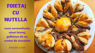 Floare din foietaj cu nutella  Nutella puff pastry [upl. by Ordnazil]