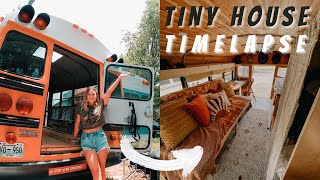 Solo Female Skoolie Conversion Timelapse Start To Finish  School Bus to Tiny Home Under 15k [upl. by Llehcar]